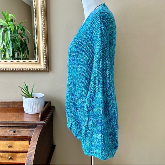 Free People Home Town Cardi Cardigan Sweater Arctic Turquoise Blue Alpaca Size S - Picture 8 of 14